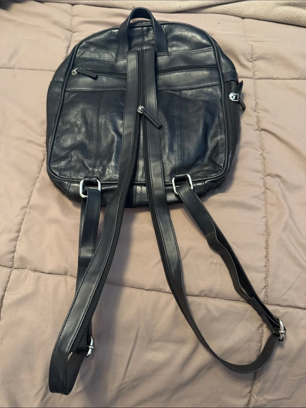 Black Leather Backpack Sling Bag
